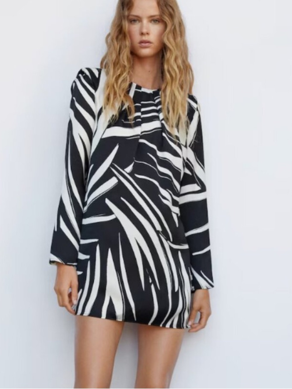 Mango Black & White Zebra-Pattern Mini Dress